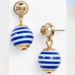 Tory Burch earrings logo navy pendant earrings